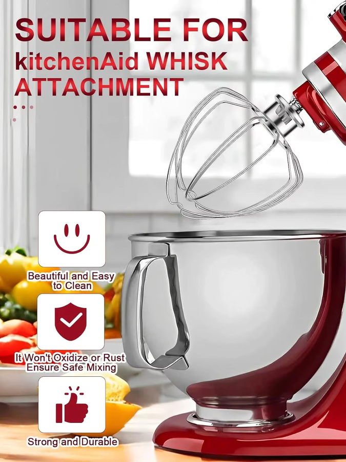KitchenAid K45WW Drahtschneebesen-Aufsatz mit Feder und Schneebesenhalter in Silber für Kippkopf-Standmixer - Bild 5