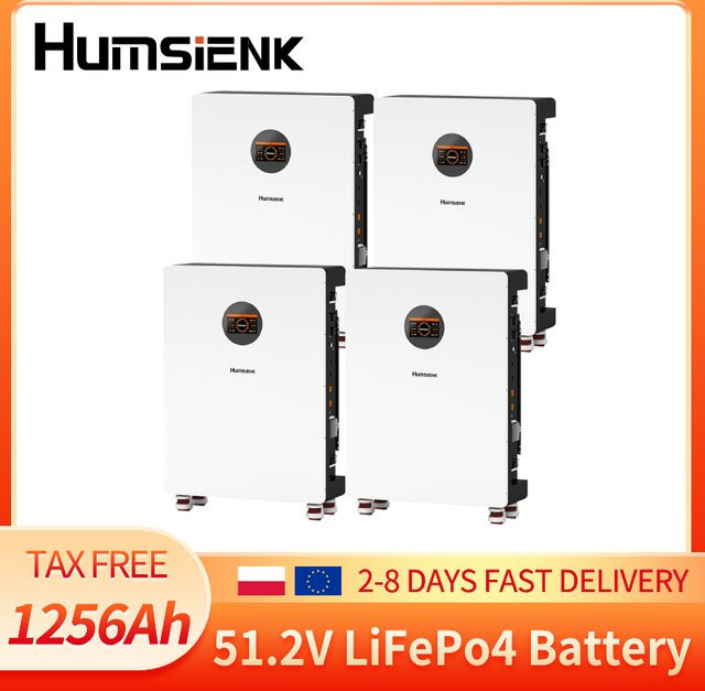 Humsienk 16kWh LiFePO4 48V (51.2V) 314Ah Lithium-Batterie 4er-Pack mit 200A BMS und CAN/RS485-Schnittstelle für Heimenergiespeicher und Solarsysteme - Bild 1