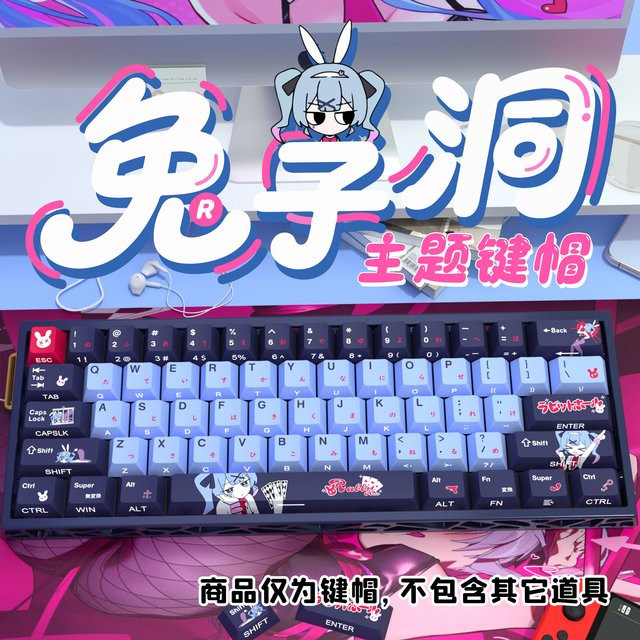 Rabbit Hole PBT Dye-Sub Tastenkappen mit Cherry Profil, transparent und mehrfarbig, graviert für mechanische Tastaturen wie Made68, Mad68 und Wooting 60 - Bild 1