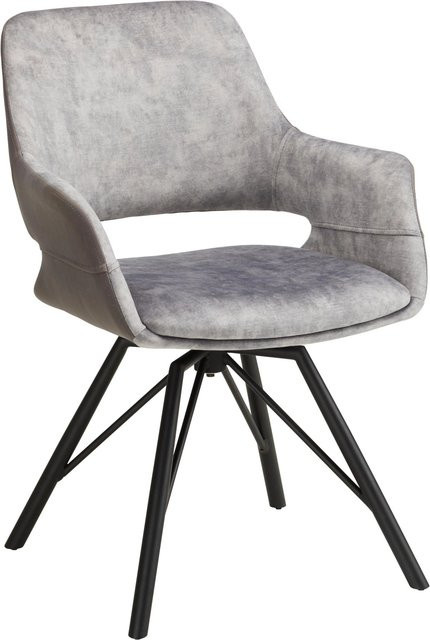 Premium Living Armlehnstuhl Adriana in Grau Samt mit 360 Grad Drehsitz und Metallgestell - Bild 1