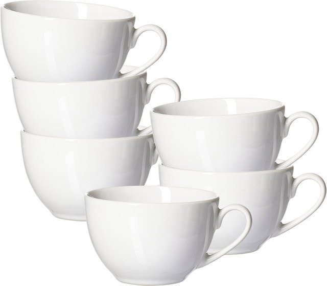 Ritzenhoff & Breker Kaffeetassen Volos aus Porzellan, Weiß, 6er Set, 220 ml - Bild 1