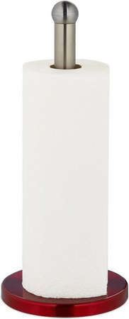 Freistehender Küchenrollenhalter von Relaxdays aus Edelstahl in Silber und Rot, Höhe: 35 cm, Breite: 15 cm