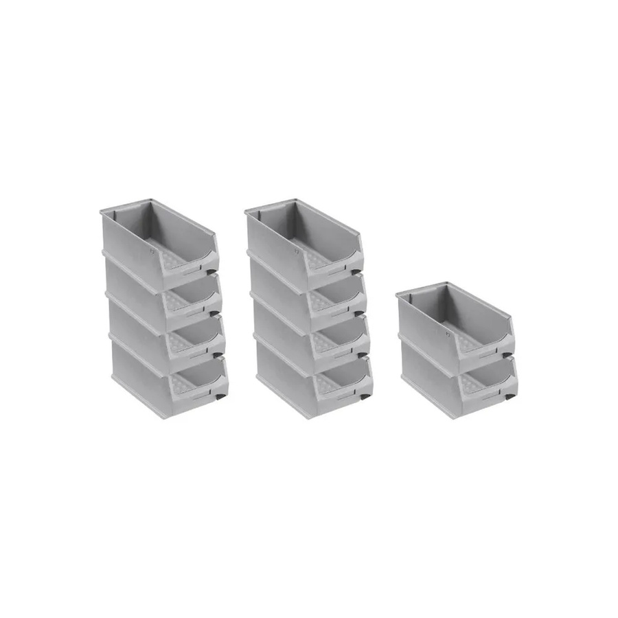 PROREGAL SparSet 10er Pack Sichtlagerboxen Grau, 7,2 Liter, stapelbar mit Griffen, B/T/H: 15 x 20 x 35 cm - Bild 2