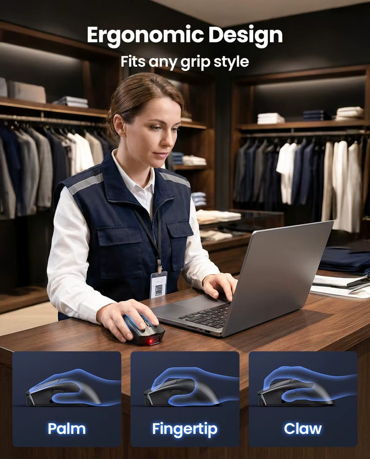 EYOYO Kabelloser 1D 2D Barcode-Scanner in Schwarz mit ergonomischem Griff und USB-Anschluss - Bild 3