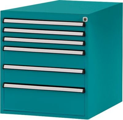 Manuflex Gehäuse-Unterbau PROFI mit 6 Schubfächern, Farbe: wasserblau, Nutzhöhe: 500 mm, für Werkbanktiefe: 700 mm - Bild 2