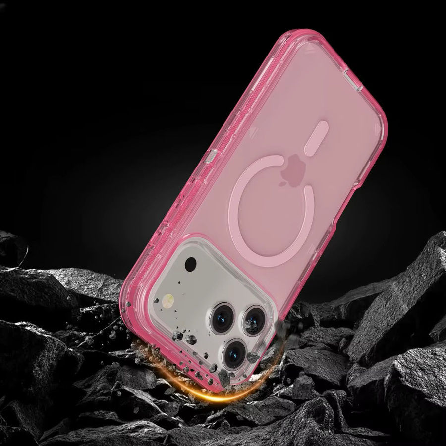 Robuste 3-Schichtige Magnetische Schutzhülle für iPhone 17 Air, 16, 15, 14 Plus und 13 Pro Max aus PC+TPU in Blau und Pink - Bild 2