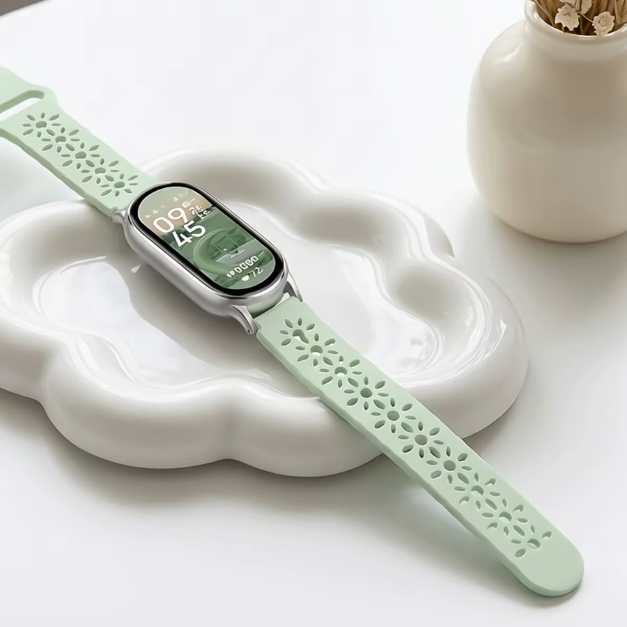 CAOWTAN Uhrenarmband Silikon, floral graviert, Xiaomi Miband 10 9 8 - Bild 3