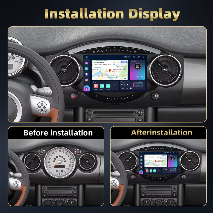 Podofo Android Autoradio für BMW Mini 2004-2006 mit 8-Kern Prozessor, 8GB RAM und 128GB Speicher, Schwarz, Multimedia-Player mit Android Auto, CarPlay, WIFI und 4G Unterstützung - Bild 2