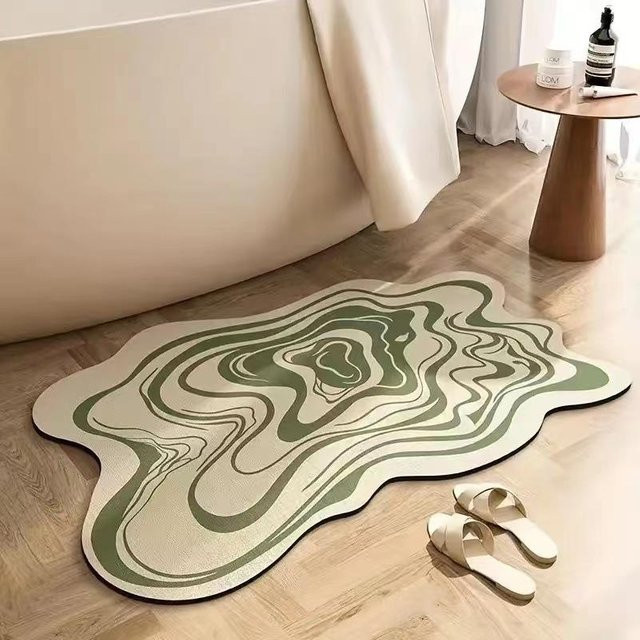 Rutschfeste und schnelltrocknende Badezimmer-Fußmatte von Yiran Furniture in Kieselgur-Optik, Waschbar, B/H: 60 x 40 cm - Bild 1