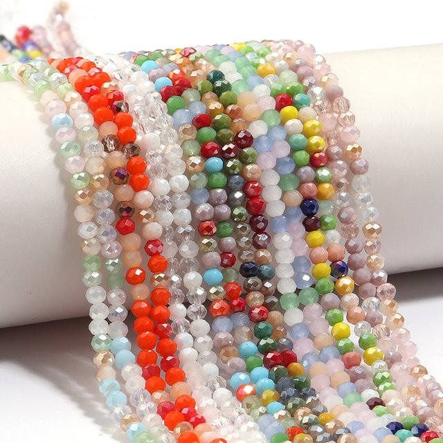 louleur Spacer-Perlen, Kristallperlen, Glas, gemischte Farben, 3x2mm - Bild 1