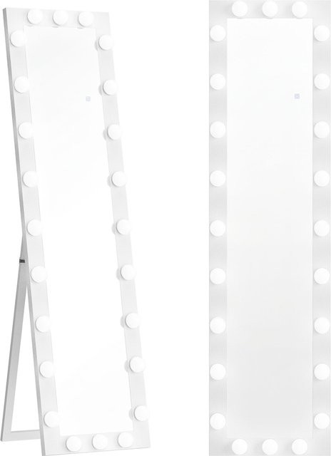 HOMCOM Ganzkörperspiegel Weiß mit LED-Beleuchtung und 24 Glühbirnen, dimmbar, B/H: 40 x 150 cm - Bild 1