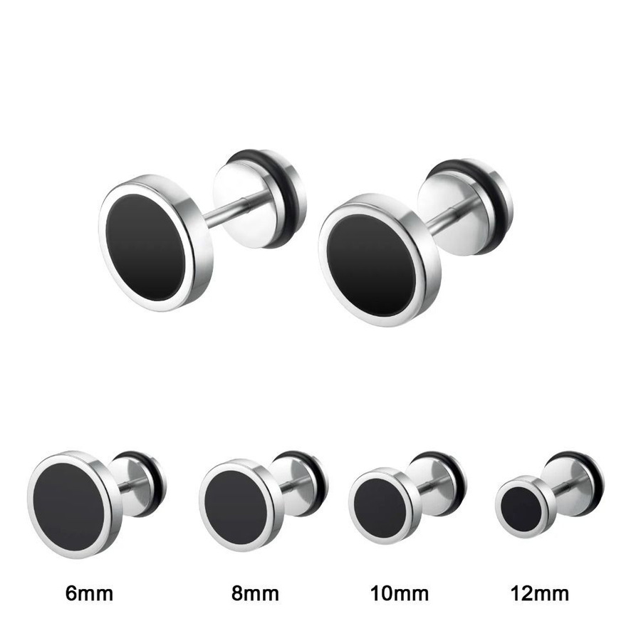 Yifengke Ohrstecker, rund, schwarz, 10 mm, Damen - Bild 2