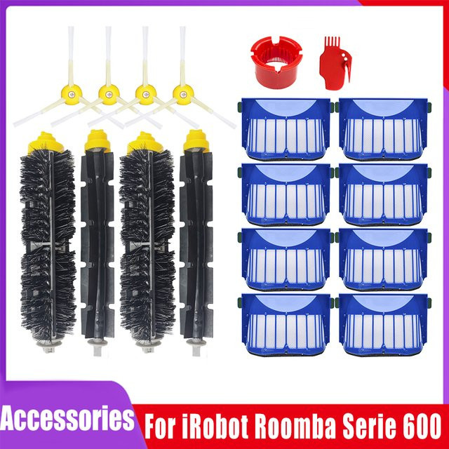 iRobot Roomba 600 Serie Ersatzteil-Kit mit HEPA-Filter, Hauptbürsten und Seitenbürsten für Modelle 605 606 610 614 620 630 650 651 660 670 690 - Bild 1