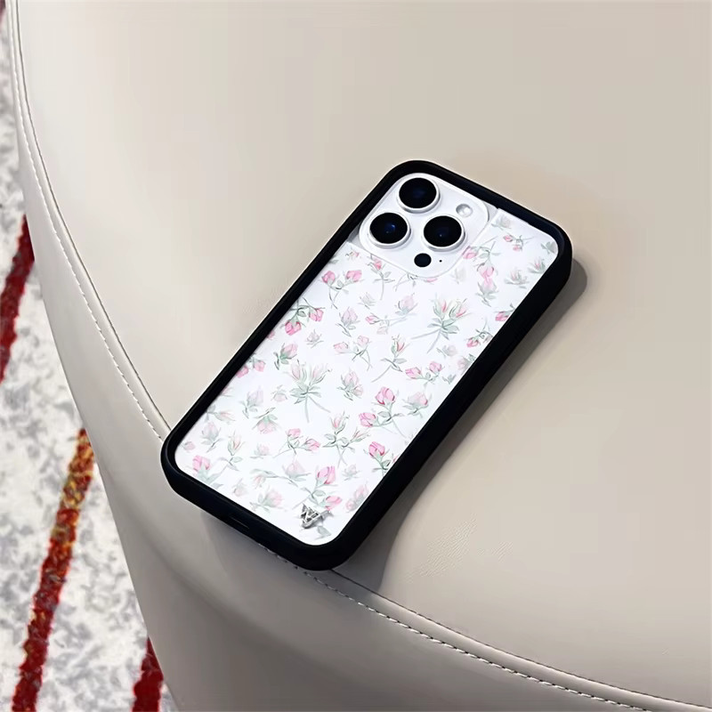TOPTOY Wildflower Handyhülle für iPhone 17 16 15 14 13 12 Pro Max mit Cartoon-Blumendruck in Rosa und Braun, stoßfeste Abdeckung - Bild 2