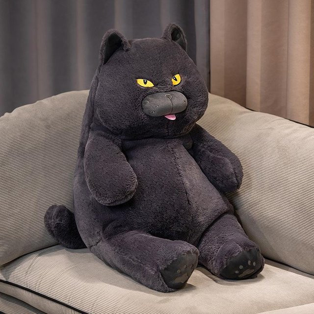 Simulationskätzchenpuppe, Plüschtier Katze, schwarz, 30cm - Bild 1