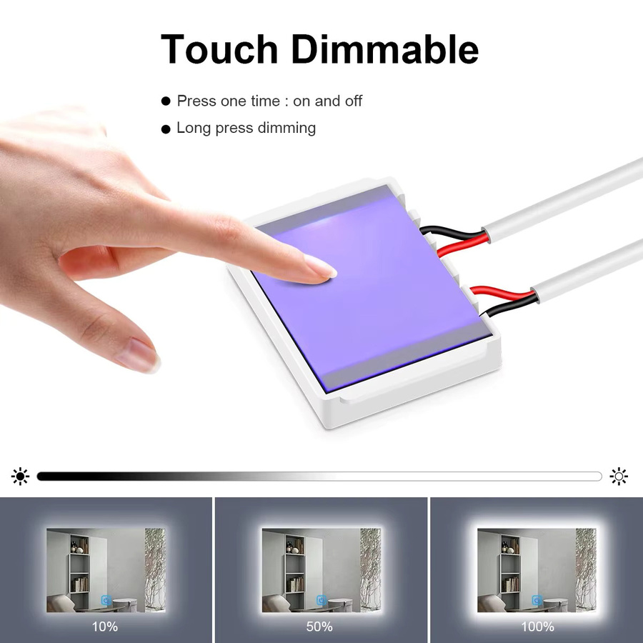 Kapazitiver LED Dimmer Schalter mit Touch Sensor für 12V Badezimmer Spiegel und Hintergrundbeleuchtung in Weiß - Bild 3