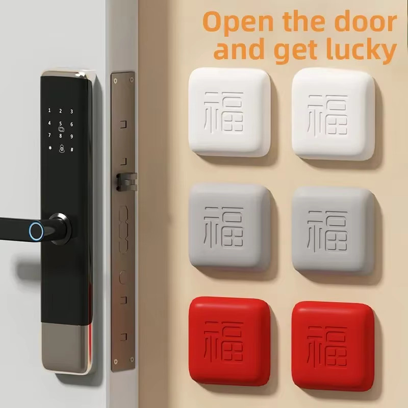 Lucky Fu Türstopper Silikon-Antikollisionsaufkleber als Wandschutzpolster für Türgriff und Kühlschrank - Bild 2