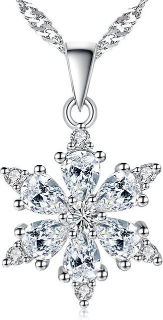 Lucky Star Jewelry Halskette Schneeflocke, Silber, Zirkonia, Damen - Bild 1