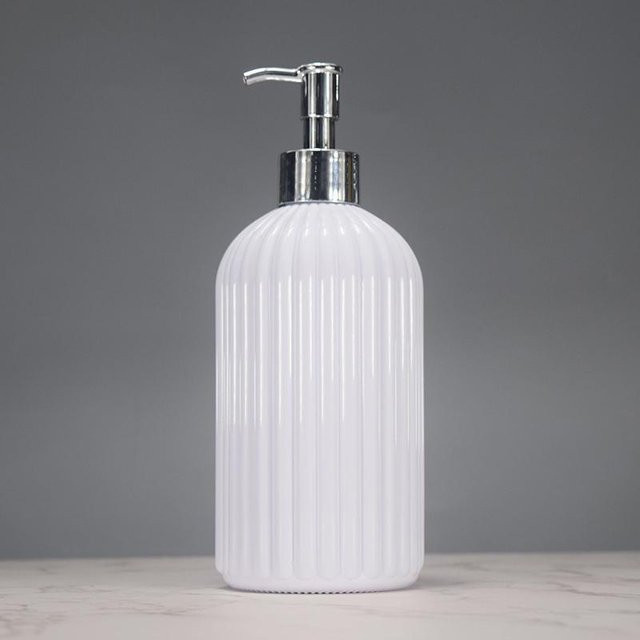 Ameruka Seifenspender mit Pumpe, schwarz-weiß gestreift, nachfüllbar, 500 ml - Bild 1