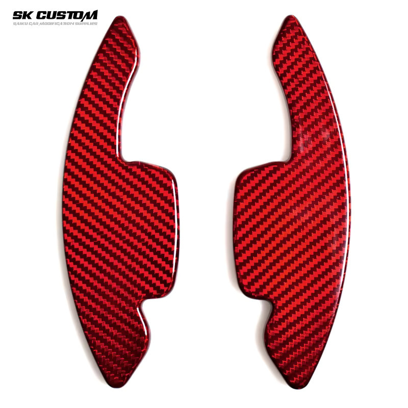 SK CUSTOM Carbon Faser Schaltwippen Verlängerung für Volkswagen Golf 8 MK8 GTI R Linie in Schwarz-Rot - Bild 3