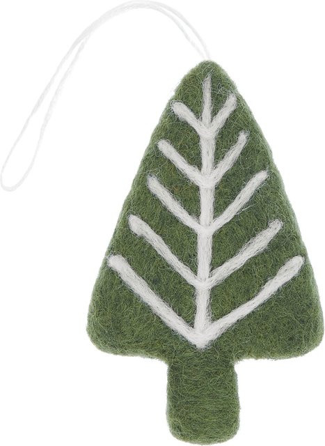 Rico Design Weihnachts-Aufhänger Tanne mit Ästen aus handgefilzter Schafwolle in Khaki - Bild 1