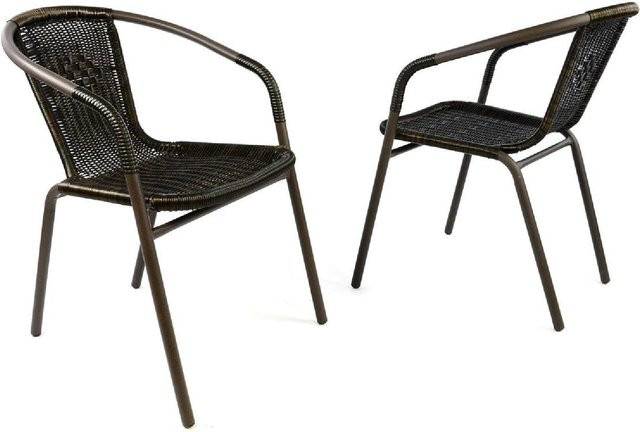 VCM 2er Set Bistrostühle aus Poly-Rattan in Braun, stapelbare Balkonstühle im mediterranen Design, H x B x T: 73 x 53 x 60 cm - Bild 1