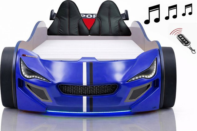 Autobett für Kinder von Aileenstore mit LED-Unterbodenbeleuchtung, Sound und Fernbedienung, B/T: 90 x 200 cm - Bild 1