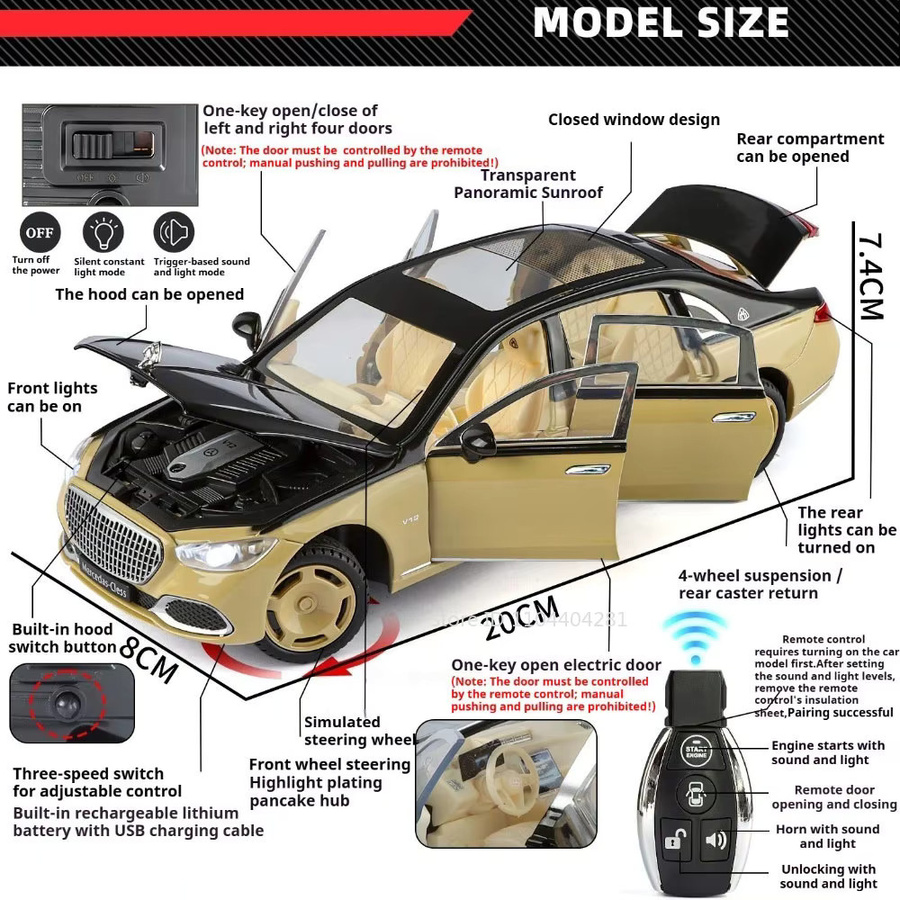 MAKEDA Pickup S680 Modellauto, 1:24, mit Licht und Sound, aus Legierung - Bild 5