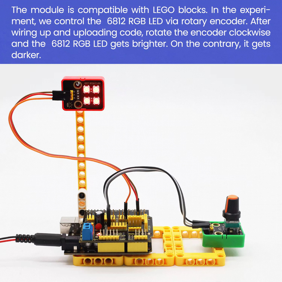 Keyestudio Potentiometer mit Knopfkappenmodul und Drehgebermodul als DIY elektronische Bausteine für Arduino, kompatibel mit Lego-Blöcken - Bild 1