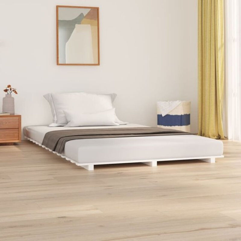Massivholzbett aus Kiefer von Vidaxl in Weiß, Landhausstil und minimalistisches Design, B/T: 120 x 200 cm - Bild 1