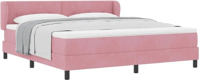 vidaXL Boxspringbett mit Matratze und Kopfteil in Rosa, Samt, B/T/H: 180 x 200 x 185 cm - Bild 1