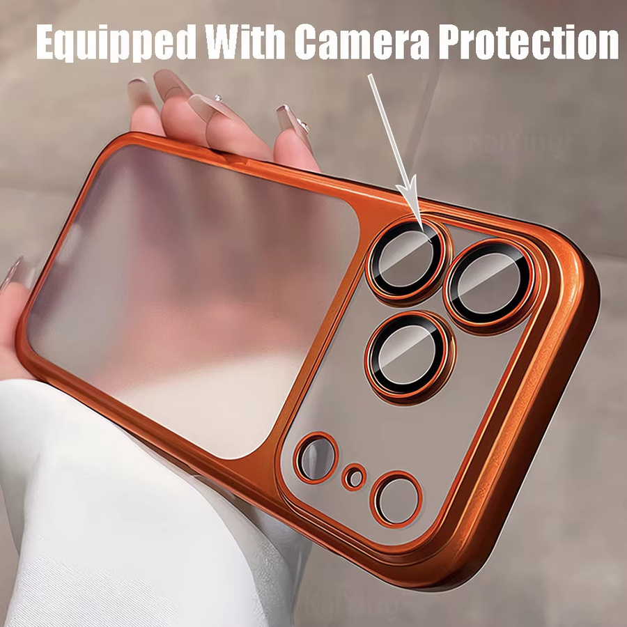 KaiYingF Silikonhülle mit Linsenfilm-Schutz für iPhone 11 bis iPhone 17 Pro Max, matte Beschichtung, transparent, blau, orange - Bild 2