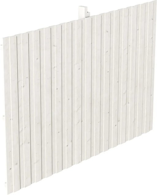 Skan Holz Rückwand aus Fichte, weiß lasuriert, B/H: 341 x 220 cm - Bild 1