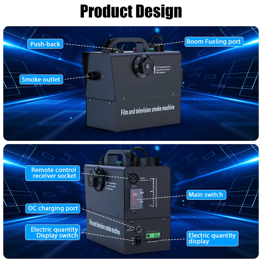 DayFlicker Wiederaufladbare Nebelmaschine 600 W in Schwarz für DJ, Disco und Party - Bild 5