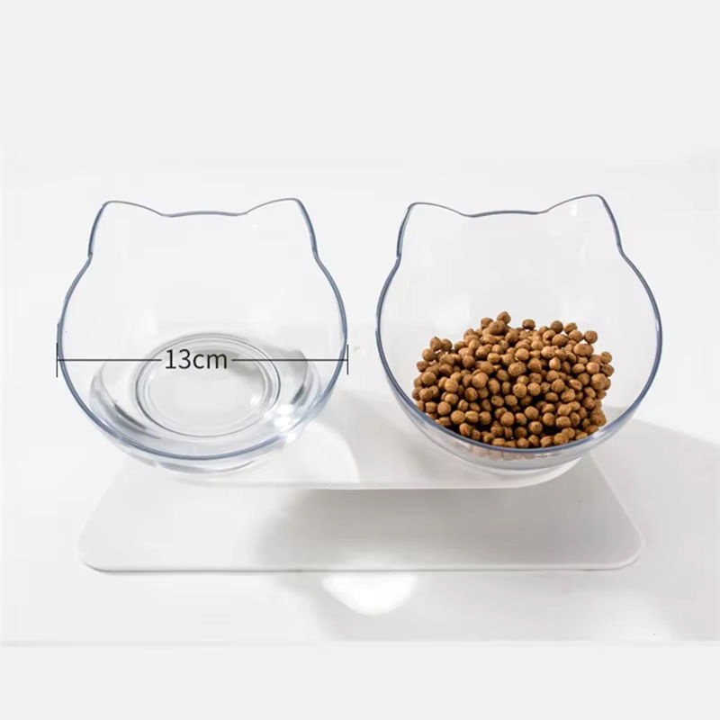 KAMANLONG Rutschfester Doppel-Napf mit Ständer für Katzen und Hunde, Transparent - Bild 3