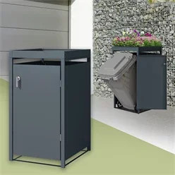 ML-Design Mülltonnenbox mit Pflanzdach für 240l Tonnen aus Stahl in Anthrazit, B/T/H: 68 x 80 x 124 cm - Bild 1