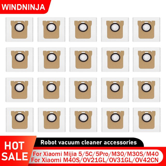 WINDNINJA Staubbeutel für Xiaomi Mijia 5/5C/5 Pro/M40/M40S/M30/M30S/OV31GL/X20 Plus/X20 Pro/X20 Max Roboterstaubsauger Ersatzzubehör - Bild 1