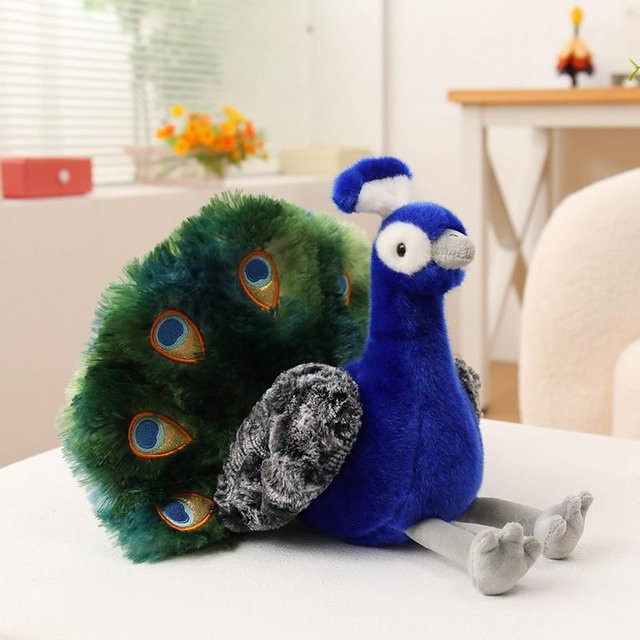 Yiran Health & Beauty Pfau Plüschtier, Weiß Grün Blau, Plüschpuppe - Bild 1