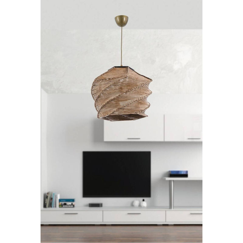 Opviq Pendelleuchte Ruche in Kamel mit Holzdesign, E27, Breite: 32 cm, Höhe: 65 cm, Tiefe: 32 cm - Bild 4