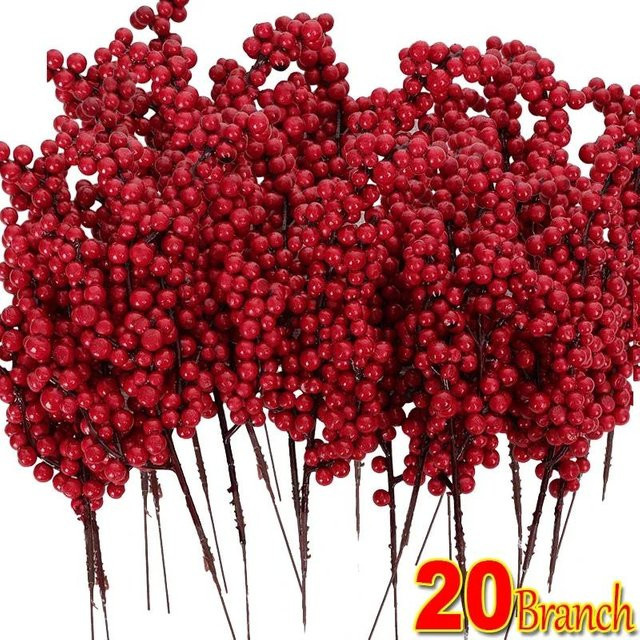 Tread Tribe Künstliche Weihnachts-Stechpalmenbeeren in Rot, 22 cm Höhe - Bild 1