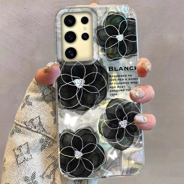 Handyhülle mit Marmor Design in Schwarz Lila und Rosa für Samsung Galaxy S21 S22 S23 S24 S25 Plus FE Ultra - Bild 1
