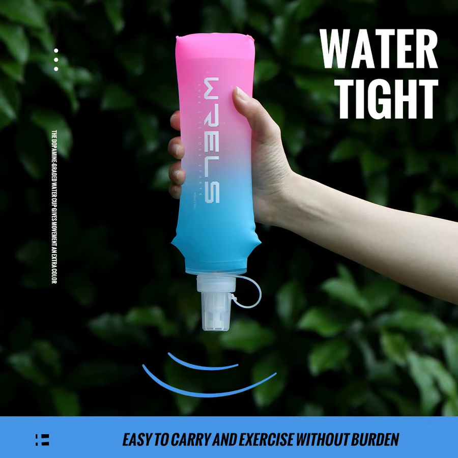 WRELS Sport-Wasserflasche aus TPU, zusammenklappbar, 250 ml, pink, purple, multicolour - Bild 3