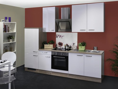 Moderne Küchenzeile Flex-Well VALERO in Weiss mit E-Geräten, Breite: 270 cm - Bild 1