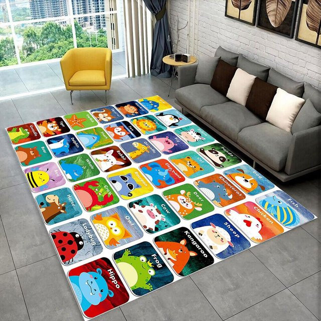 Karpetti ABC-Cartoon-Alphabet Teppich für Kinder, rutschfeste Spielmatte aus Polyester, Mehrfarbig, B: 160 cm, L: 200 cm - Bild 1