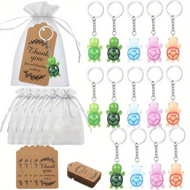 Schlüsselanhänger-Set, Cartoon-Schildkröten, Fünf-Farben, Unisex - Bild 1