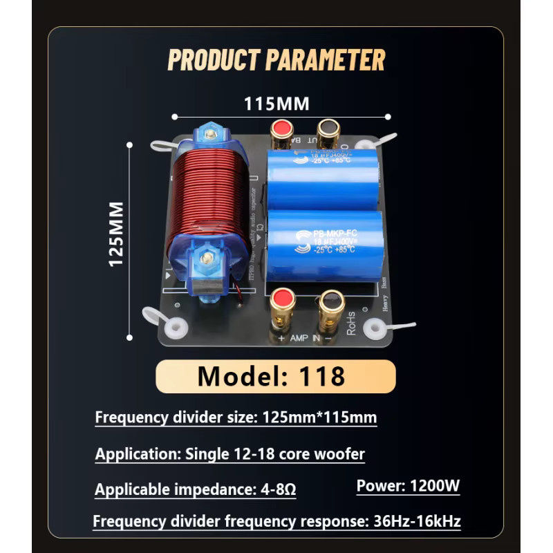 WMAT DIY Subwoofer-Frequenzweiche für 12, 15 oder 18 Zoll Tieftöner zur High-Fidelity Bühnen-Audio-Modifikation - Bild 6