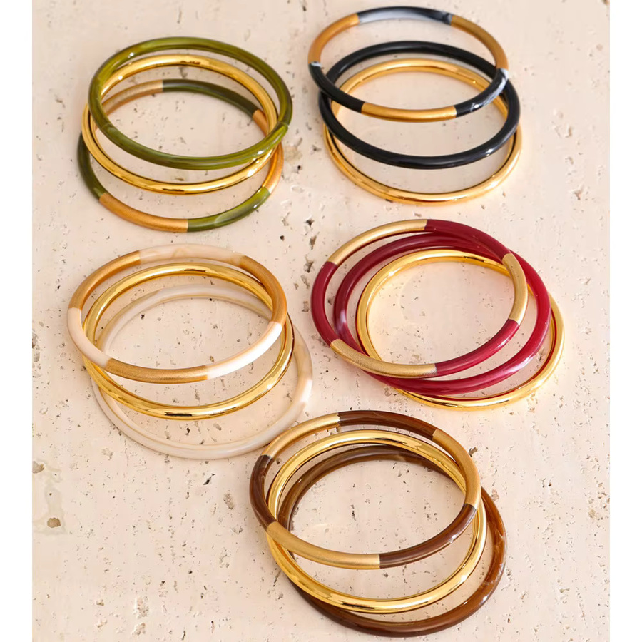 Yhpup Armband-Set, 18 Karat vergoldeter Edelstahl, Gold, Minimalistisch - Bild 1