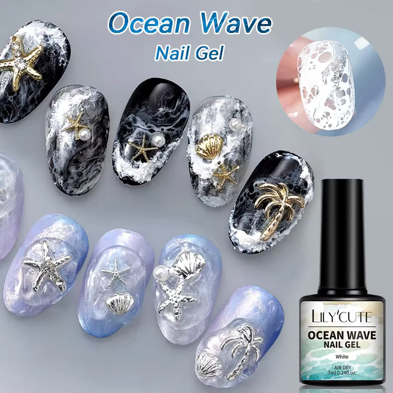 LILYCUTE Nagellack Ozeanwellen-Gel, Weiß, 7 ml - Bild 2