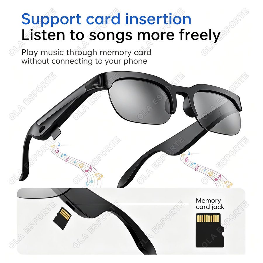 Ola Esporte Smart-Sonnenbrille mit KI-Übersetzung und Bluetooth in Schwarz für Damen und Herren - Bild 2