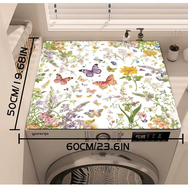 VIKAMA Tischsets mit Aquarell-Schmetterlingen und Blumen in Multicolour, wasserdichte und staubdichte Schutzmatten für Küche und Waschküche - Bild 2